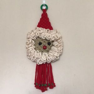 Vintage Handmade Santa macrame wall hanging